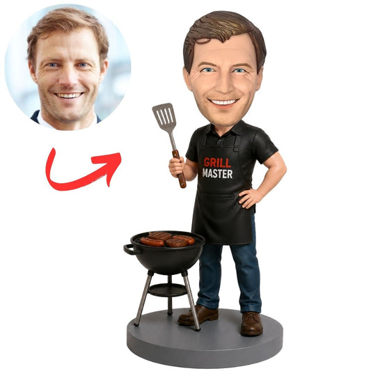 Grill Master Holding Spatula by Barbecue Custom Bobblehead