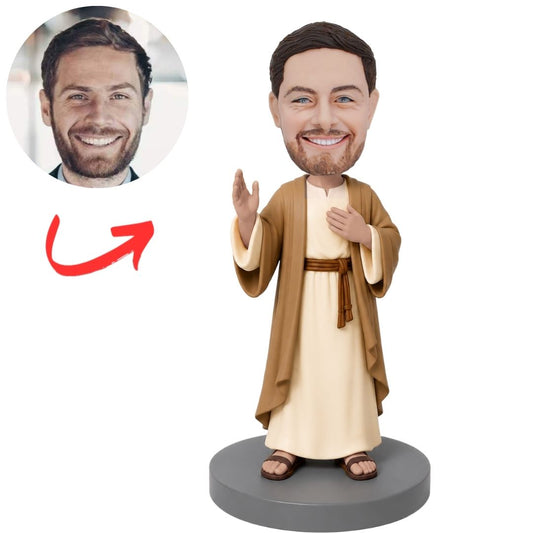 Jesus in Cream Robe Holding Book Custom Bobblehead