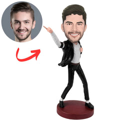 Michael Jackson in White Suit Toe Stand Pose Custom Bobblehead