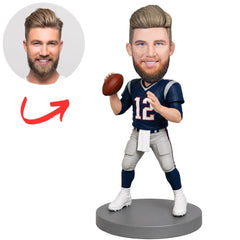 NFL Football Player Number 12 Throwing Ball Custom Bobblehead