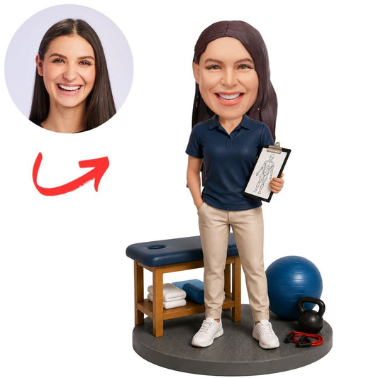 Physical Therapist with Treatment Table and Exercise Ball Custom Bobblehead