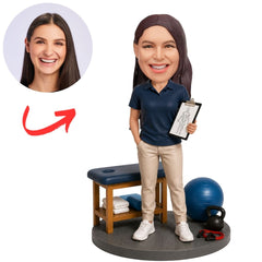Physical Therapist with Treatment Table and Exercise Ball Custom Bobblehead