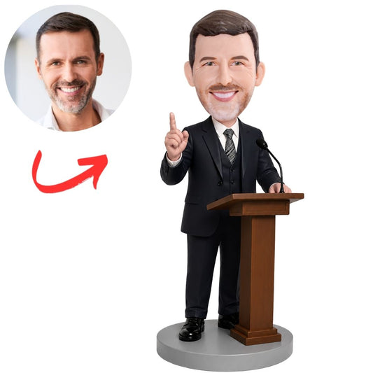 Rabbi Speaking at Podium Custom Bobblehead