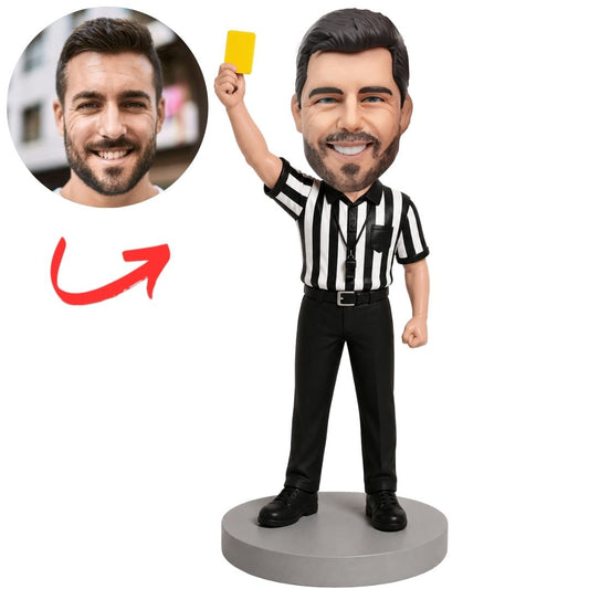 Referee Holding Yellow Card Custom Bobblehead