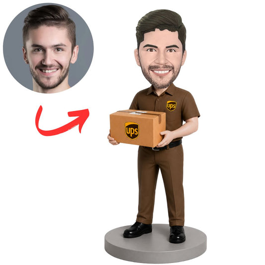 UPS Mailman Holding Package Custom Bobblehead