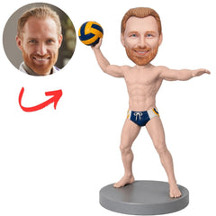 Water Polo Player Tossing Yellow Ball Custom Bobblehead