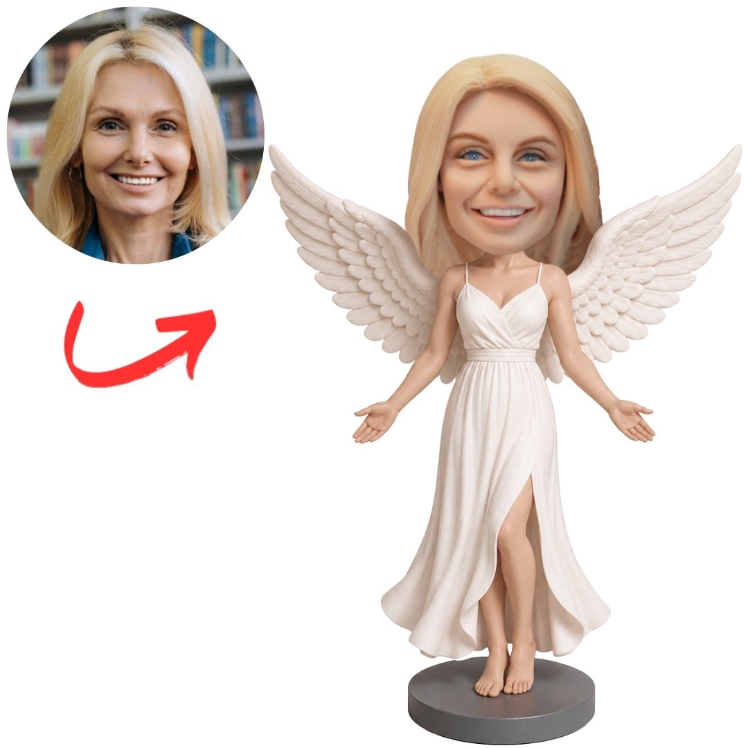 Angel Wings Woman in White Dress Custom Bobblehead
