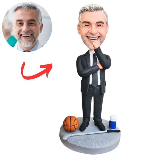 Handsome Basketball Coach Custom Sports Bobbleheads