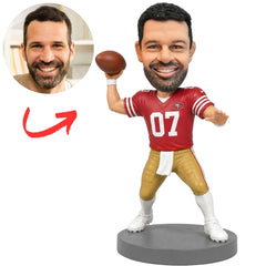 San Francisco 49ers Football Quarterback with Raised Ball Custom Bobblehead