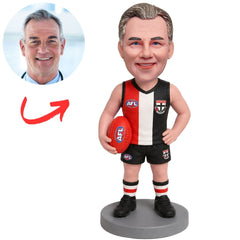 St Kilda Australian Football Player in Red, Black and White Uniform Custom Bobblehead