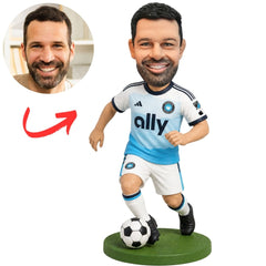 Custom Charlotte FC Soccer Bobblehead with Foot on Ball