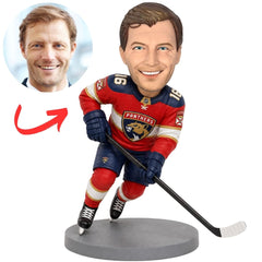 Florida Panthers Player Crouching with Stick Custom Hockey Bobblehead