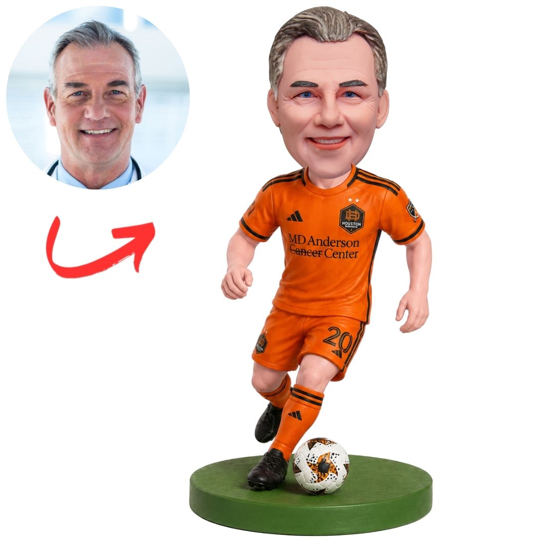 Custom Houston Dynamo Soccer Bobblehead in Orange Uniform