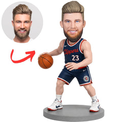 LA Clippers Player with Ball at Side Custom Basketball Bobblehead