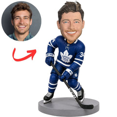 Toronto Maple Leafs Hockey Player Bending with Stick Custom Bobblehead