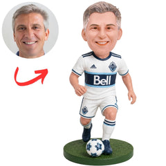 Custom Vancouver Whitecaps Soccer Bobblehead with Foot on Ball