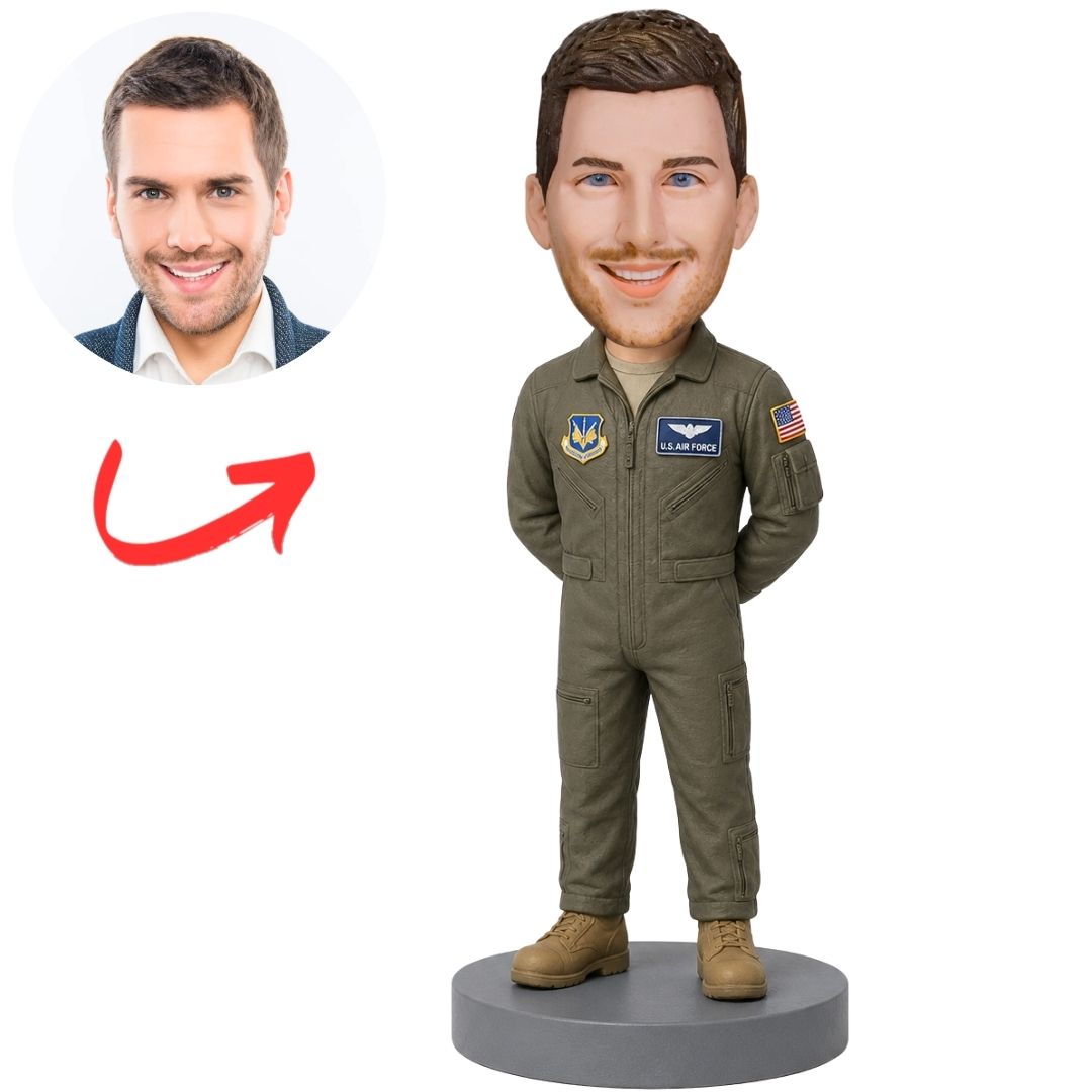 Custom Air Force Bobblehead in Olive Flight Suit