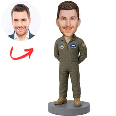 Custom Air Force Bobblehead in Olive Flight Suit