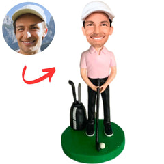 Golf Player with Golf Bag Custom Bobbleheads