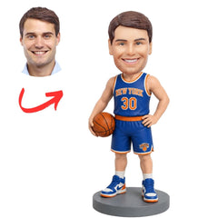 Custom New York Knicks Basketball Bobblehead in Blue with Hand on Hip