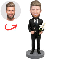 Mortician with White Lilies and Book Custom Bobblehead