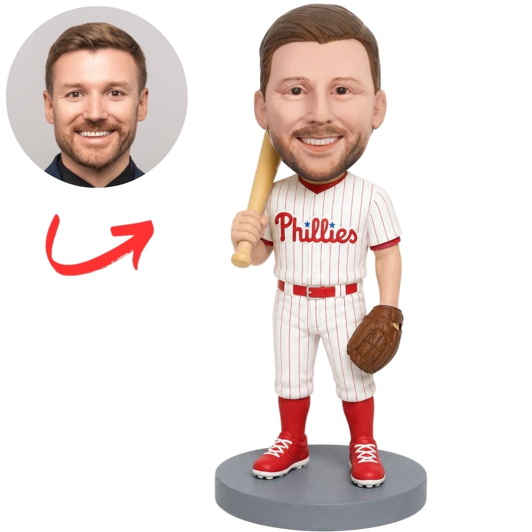 Philadelphia Phillies Baseball Player with Upright Bat Custom Bobblehead