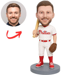 Philadelphia Phillies Baseball Player with Upright Bat Custom Bobblehead