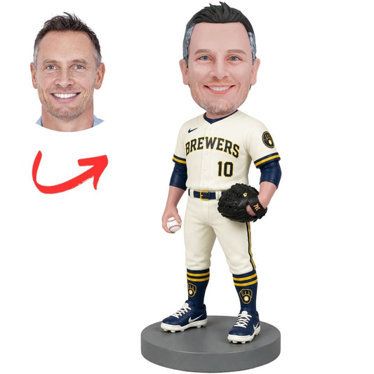 Milwaukee Brewers Fielder with Glove Custom Baseball Bobblehead