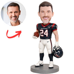 Custom Houston Texans Football Bobblehead Holding Ball and Helmet