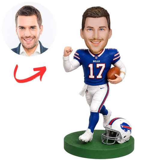 Custom Buffalo Bills Football Bobblehead with Raised Fist and Helmet