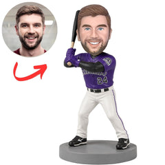 Colorado Rockies Baseball Batter Raising Bat Custom Bobblehead