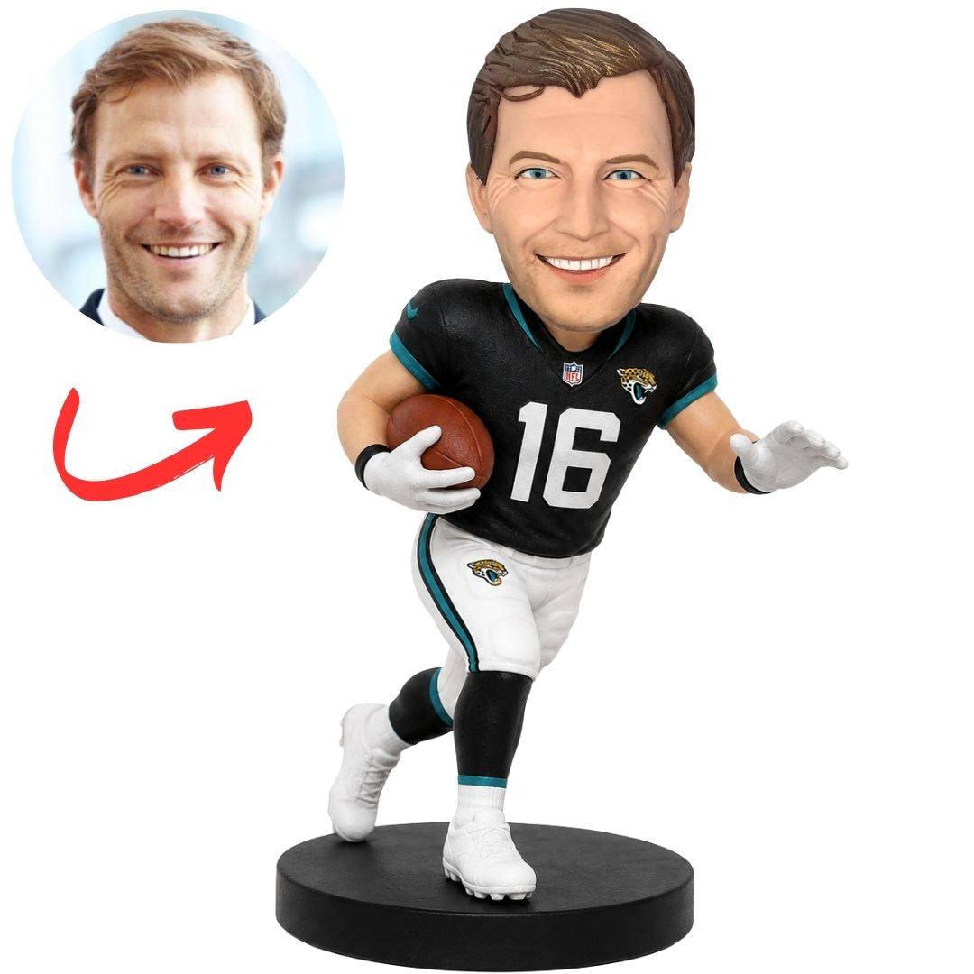 Custom Jacksonville Jaguars Football Runner Bobblehead Carrying the Ball