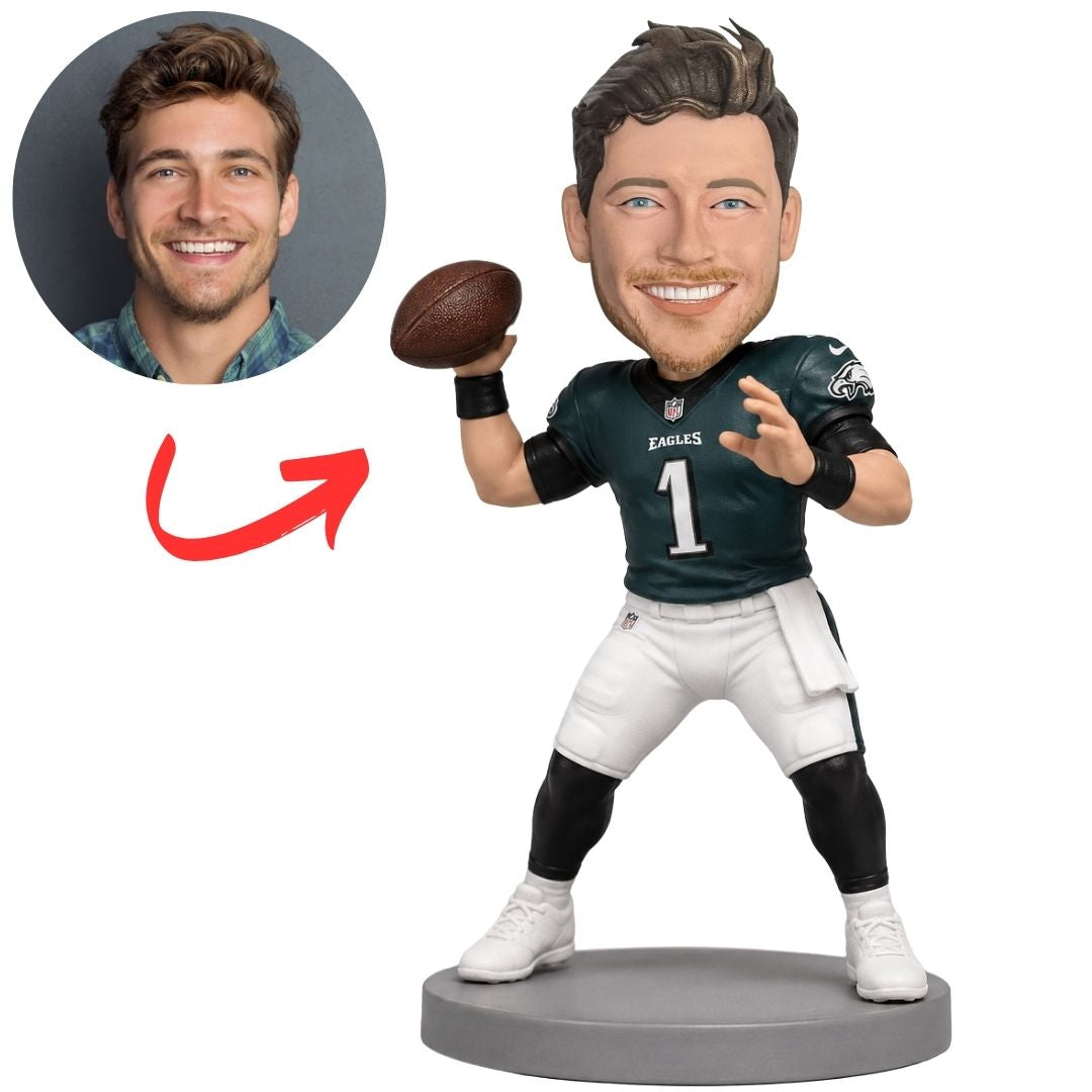 Philadelphia Eagles Player with Extended Arm Custom Football Bobblehead