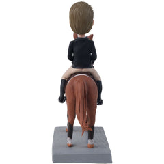 Equestrian Rider on Bay Horse Custom Bobblehead