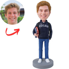 Custom College Student Bobblehead with Books and Backpack