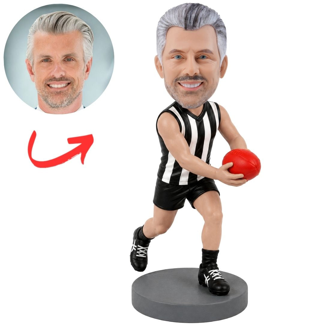 Collingwood Magpies AFL Australian Football Player Running with Ball Custom Bobblehead