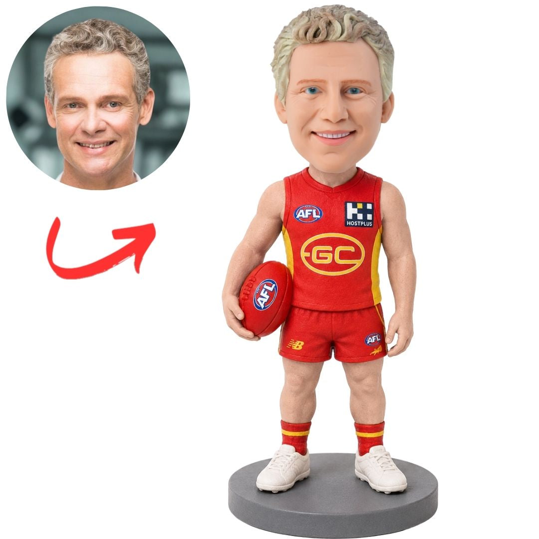 Gold Coast Suns AFL Australian Football Player Holding Ball Custom Bobblehead