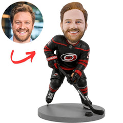 Carolina Hurricanes Hockey Player in Black Uniform Custom Bobblehead