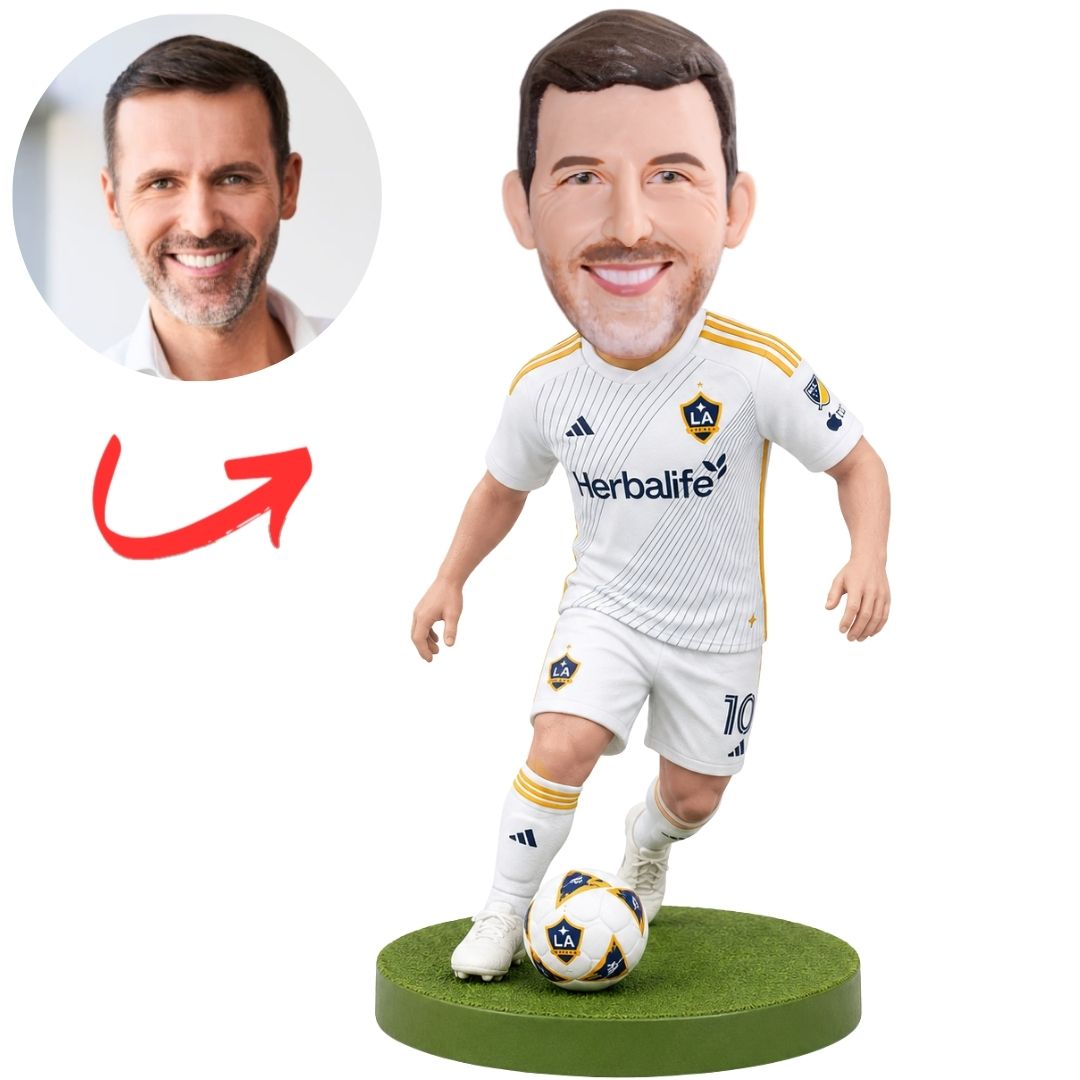 LA Galaxy Soccer Player in White Uniform Custom Bobblehead