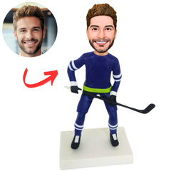 Dark Blue Suit Hockey Player Custom Bobbleheads