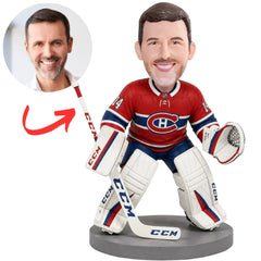 Montreal Canadiens Hockey Goalie with White Pads Custom Bobblehead