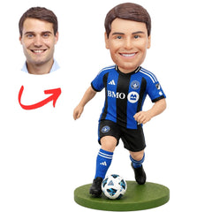 CF Montreal Soccer Player in Blue and Black Custom Bobblehead