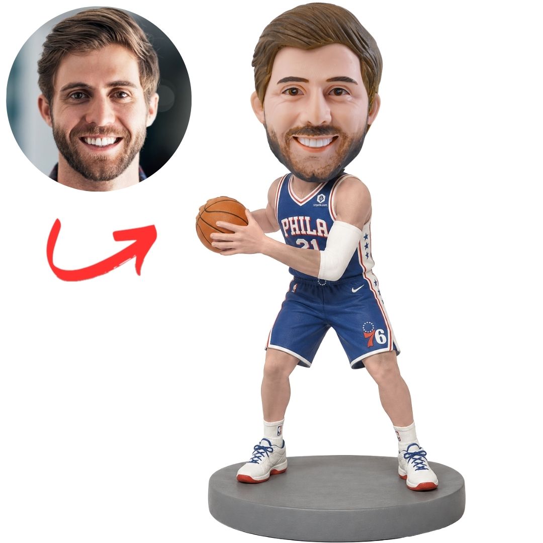 Philadelphia 76ers NBA Basketball Player Holding Ball Custom Bobblehead