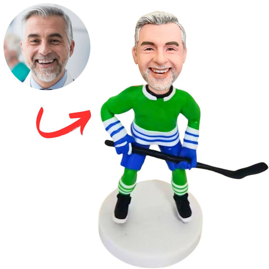 Custom Green Suit Hockey Player Bobbleheads Gifts
