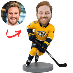 Nashville Predators Hockey Player in Yellow Jersey Custom Bobblehead