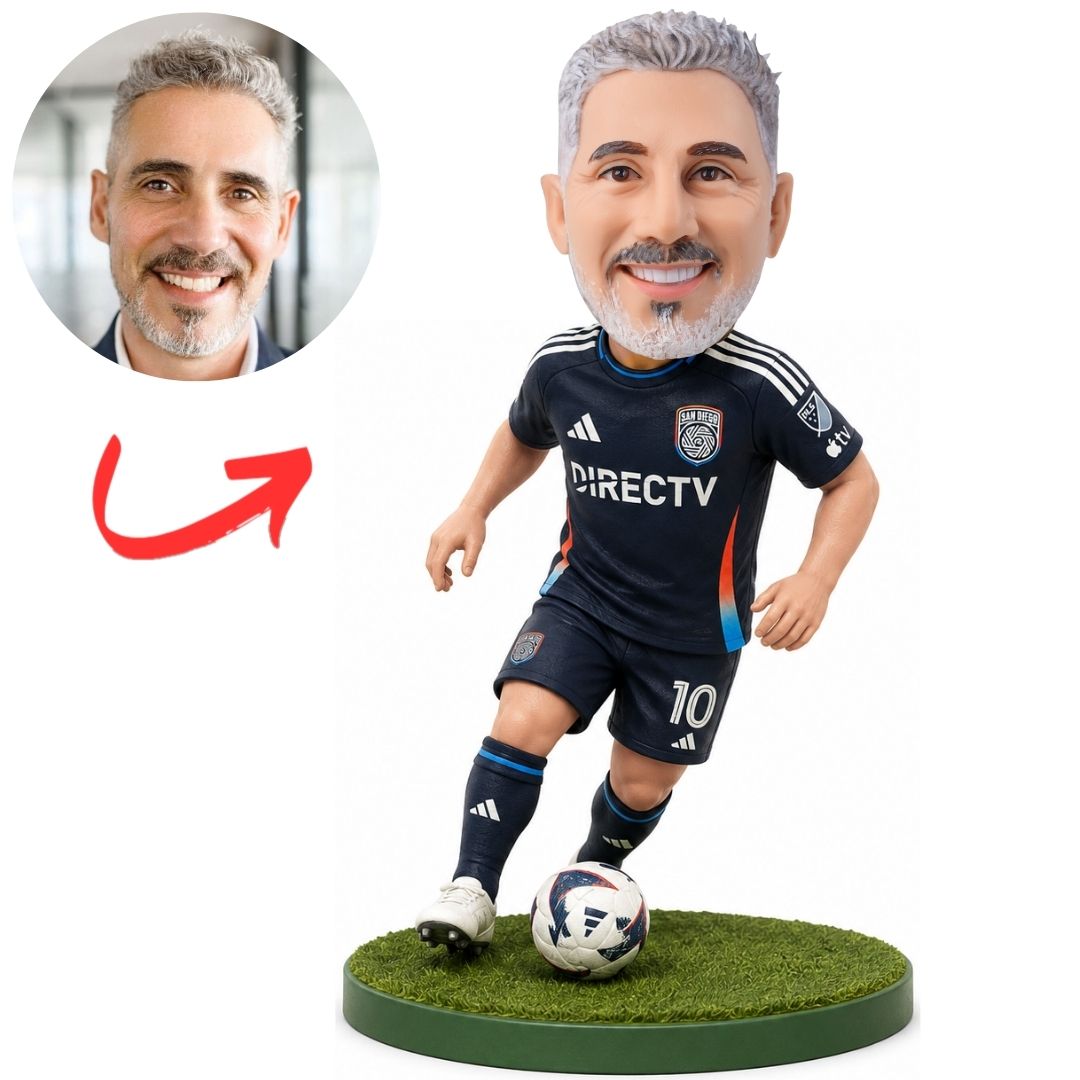 San Diego FC Soccer Player in Navy Kit Custom Bobblehead