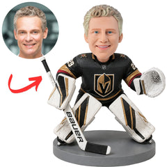 Vegas Golden Knights Hockey Goalie with White Pads Custom Bobblehead