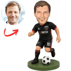 Washington D.C. United Soccer Player in Black Kit Custom Bobblehead