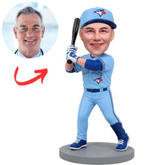 Toronto Blue Jays Baseball Batter in Light Blue Uniform Custom Bobblehead