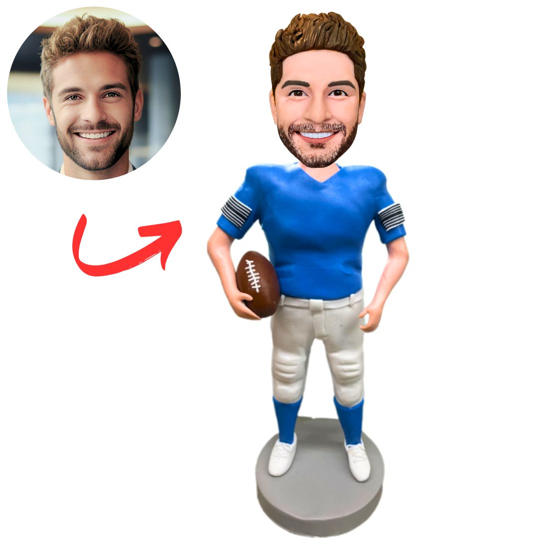 Blue Uniform Football Player Custom Sports Bobbleheads